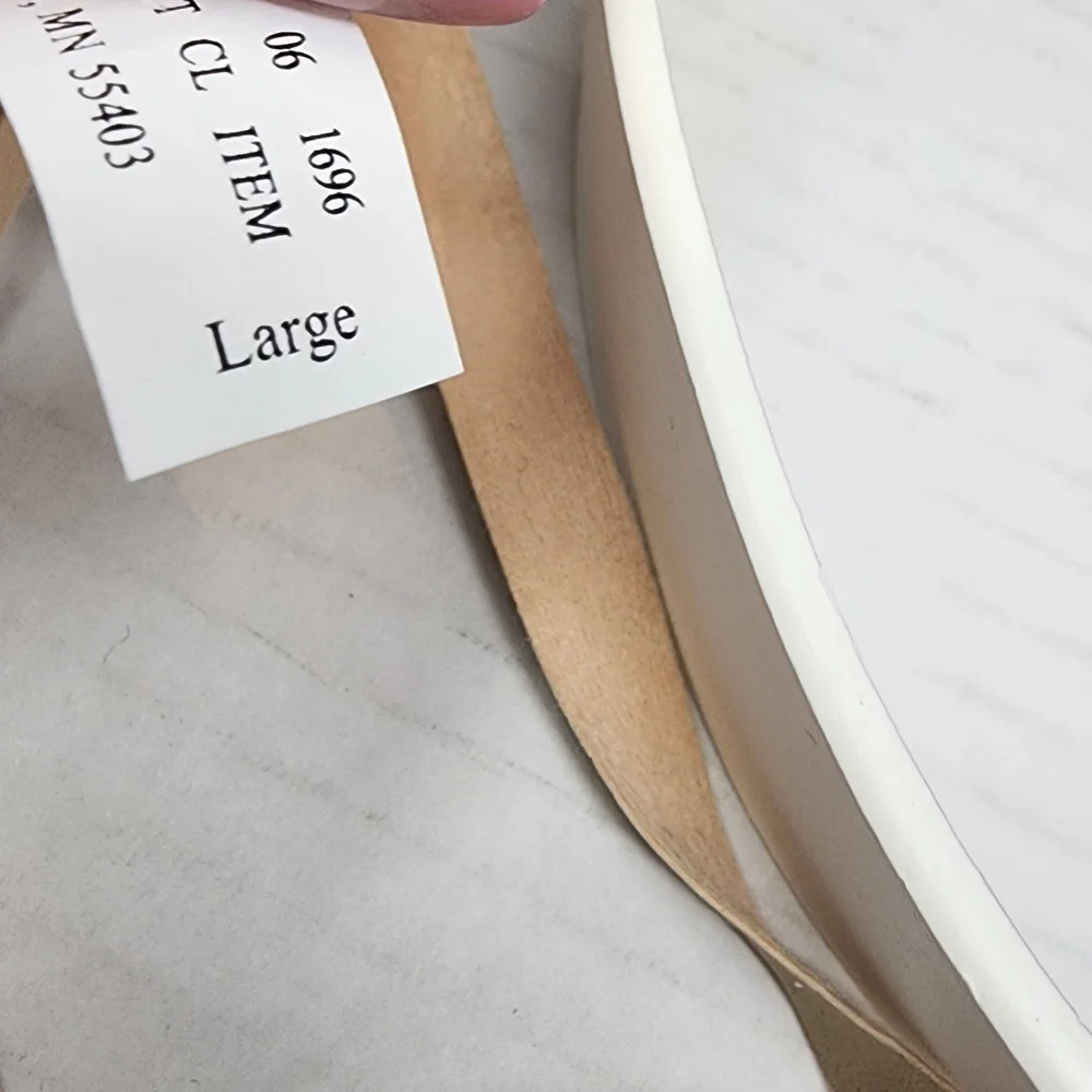 White Faux‎ Leather Large Belt Classic Look Silver Buckle Size L